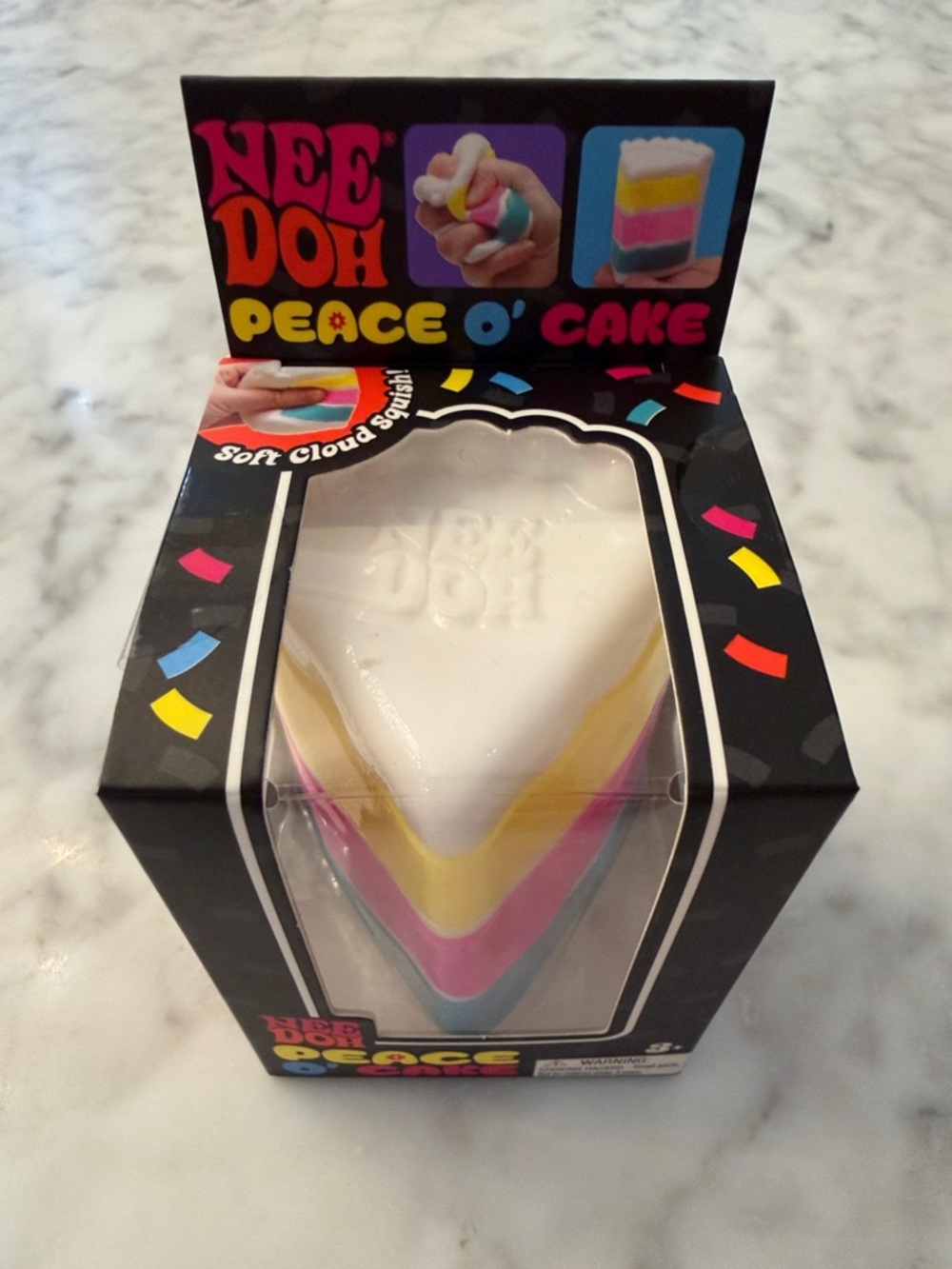 NWT Viral Nee Doh Peace O' Cake Soft Cloud Squish Toy - White/Pink/Yellow/Blue